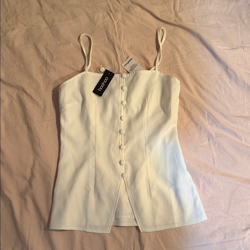 Boohoo Ivory Button-Down Camisole